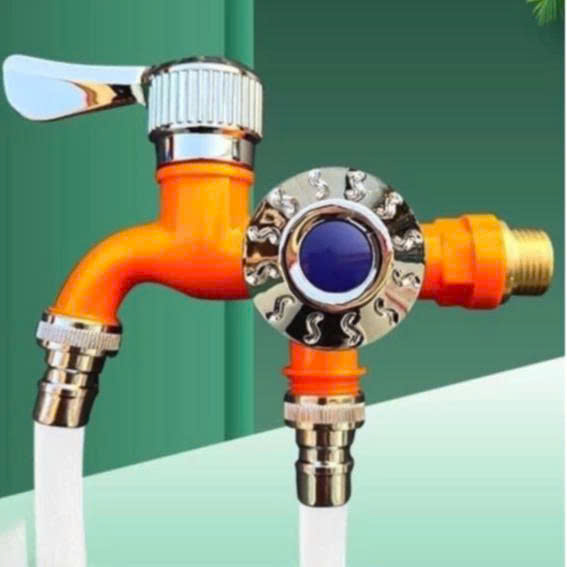 Vòi Nước 2 Đầu Ra Cao Cấp – Tiện Ích Cho Máy Giặt, Bồn Rửa, Sân Vườn