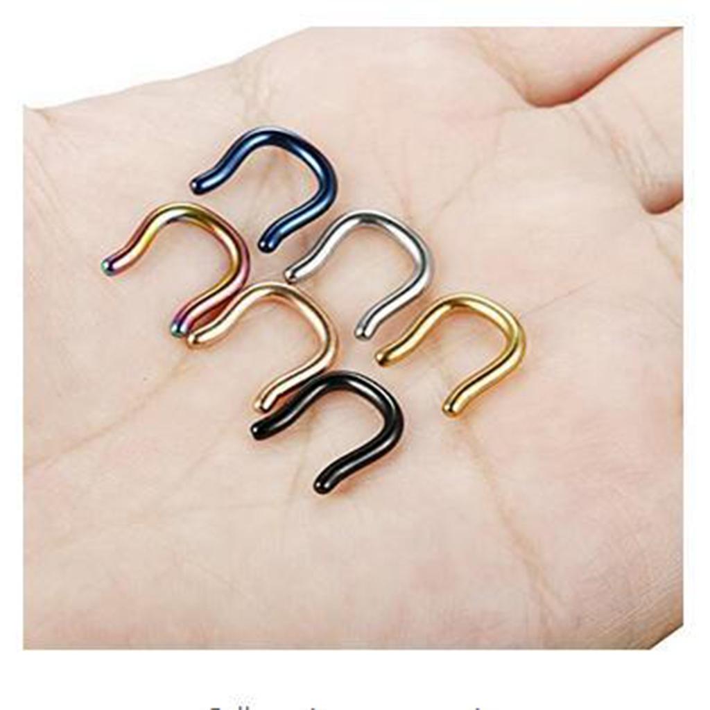 6 Pieces Stainless Steel Nose U Shape Nose Stud Piercing Jewelry