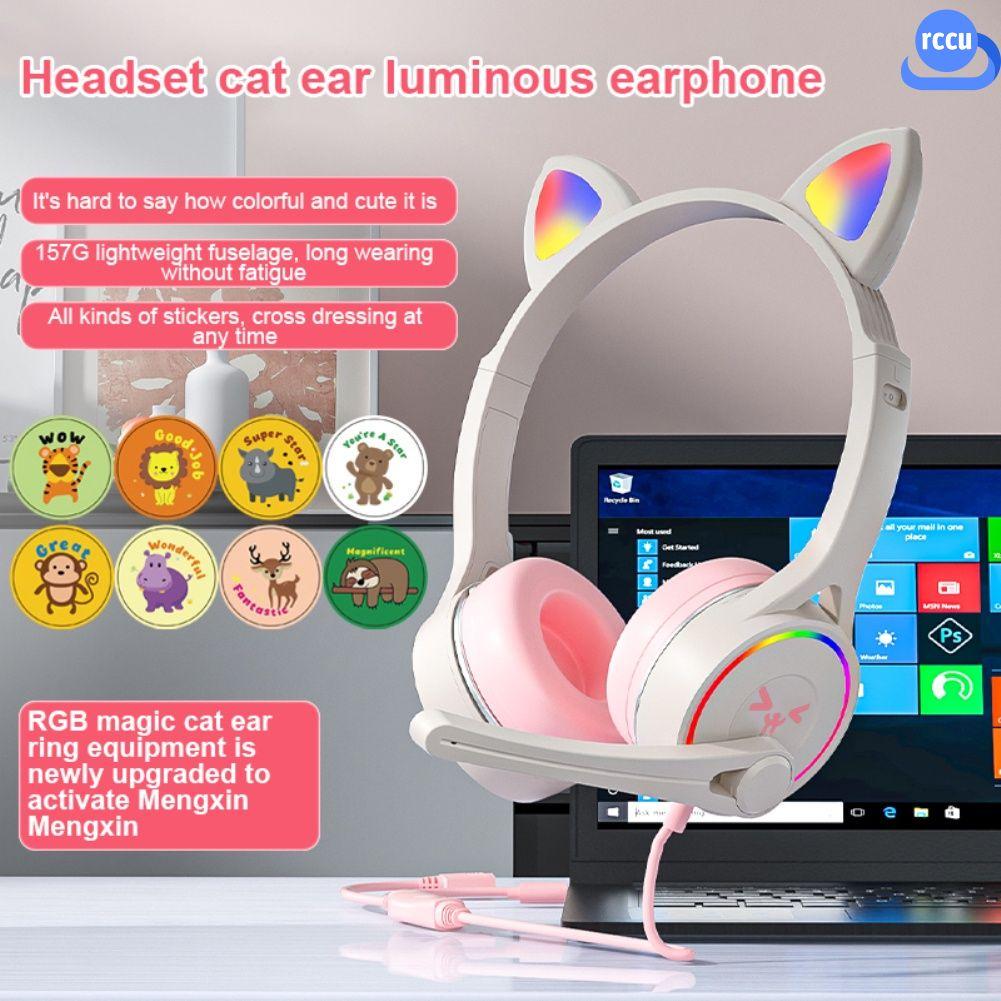 Tai Nghe Mèo Bluetooth Chụp Tai SY-G30 Mèo Tai Có Dây Tai Tai Nghe Chơi Game RGB LED Chiếu Sáng Trên đầu Tai Nghe Với mic Headphone Tai Mèo