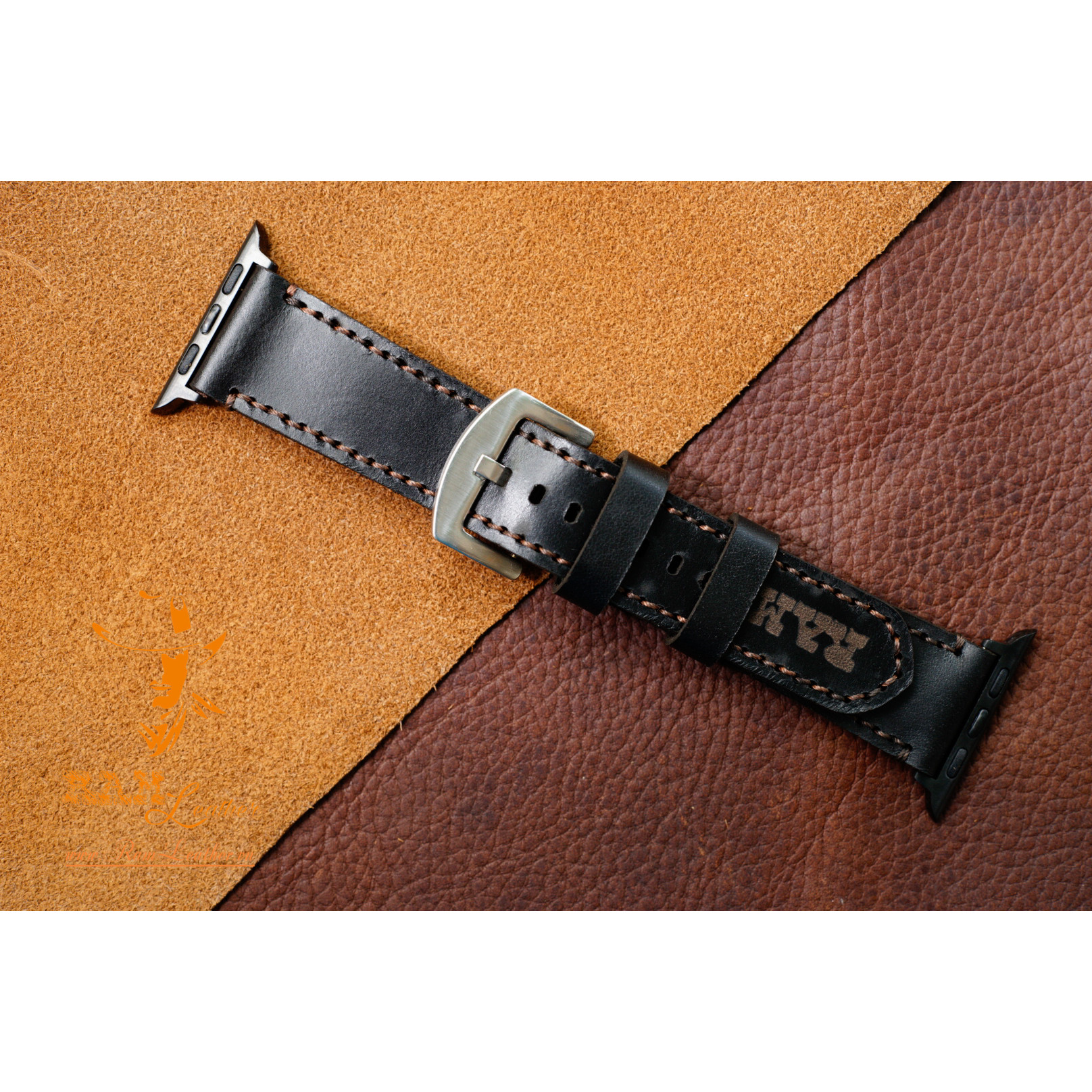 Dây Đồng Hồ Da Bò Ý Màu Đen - Ram 1970 - Hàng Chính Hãng - 18Mm