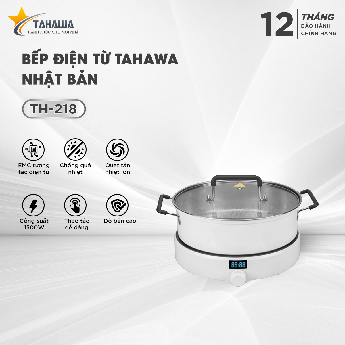 BẾP ĐIỆN TỪ TAHAWA NHẬT BẢN TH-218 Giúp nấu chín thức ăn mau, tiết kiệm điện năng tối ưu cho gia đình bạn.