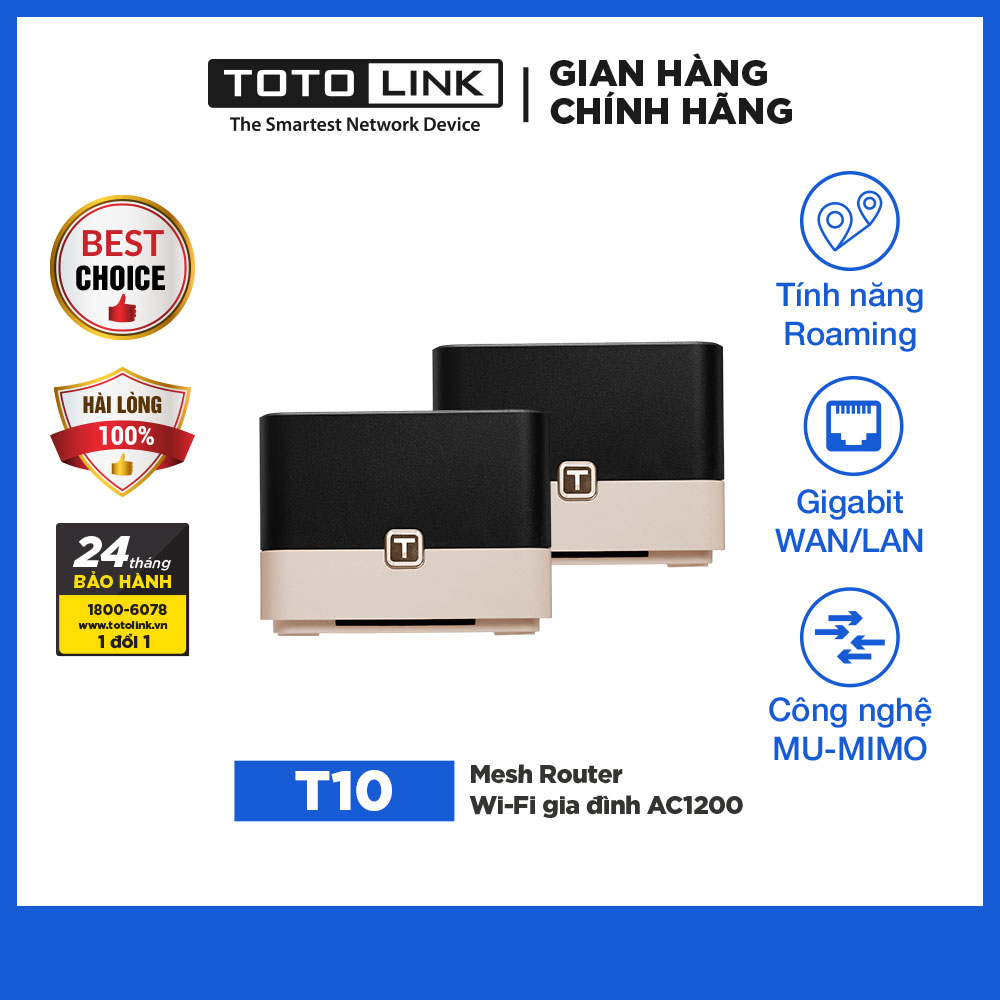 Bộ phát wifi Công nghệ Mesh Totolink T10 chuẩn AC1200 (2 pack) Hàng chính hãng