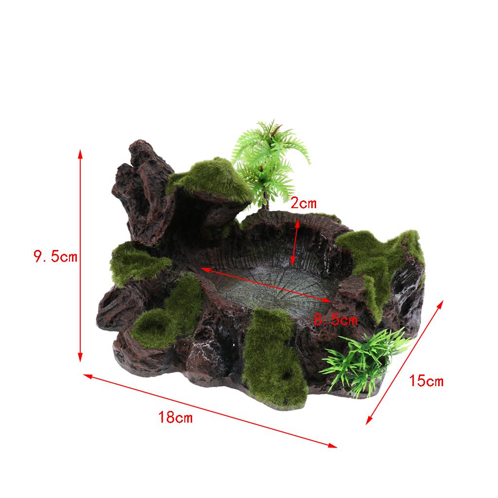 Nhựa Rock Bowl Bát Thức ăn Nước Cho đĩa Bể Chứa Terrarium