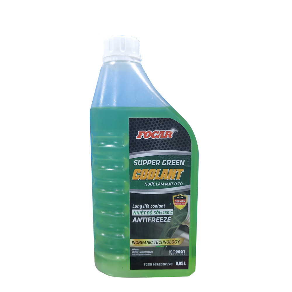 Nước làm mát động cơ FOCAR Green Supper Long Life Coolant 850ml - Tỷ lệ pha 1:2 , nước làm mát máy LLC SLLC tiêu chuẩn ISO 9001:2015