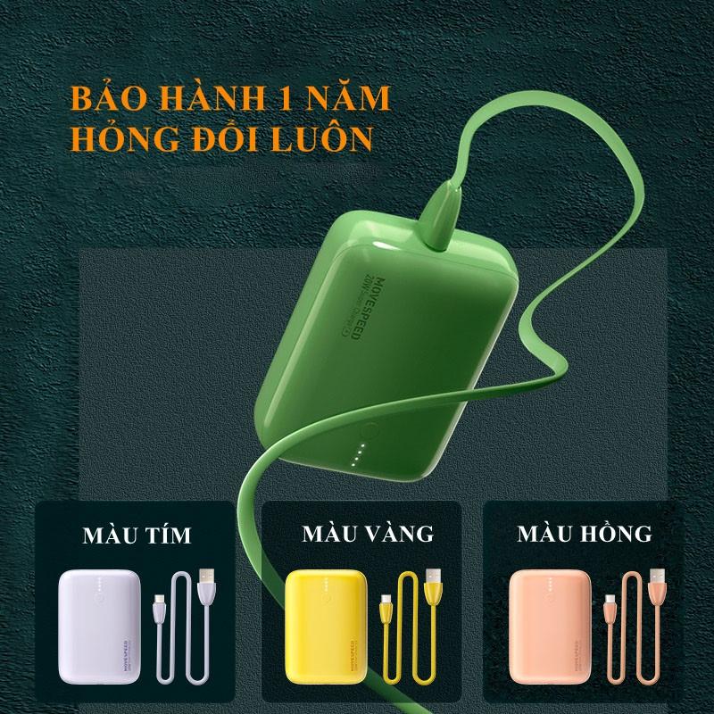 Sạc dự phòng Move Speed 10000mah YSBQ10 mini 20w, sạc dự phòng hỗ trợ 2 cổng sạc nhanh PD - QC 3.0  - hàng chính hãng