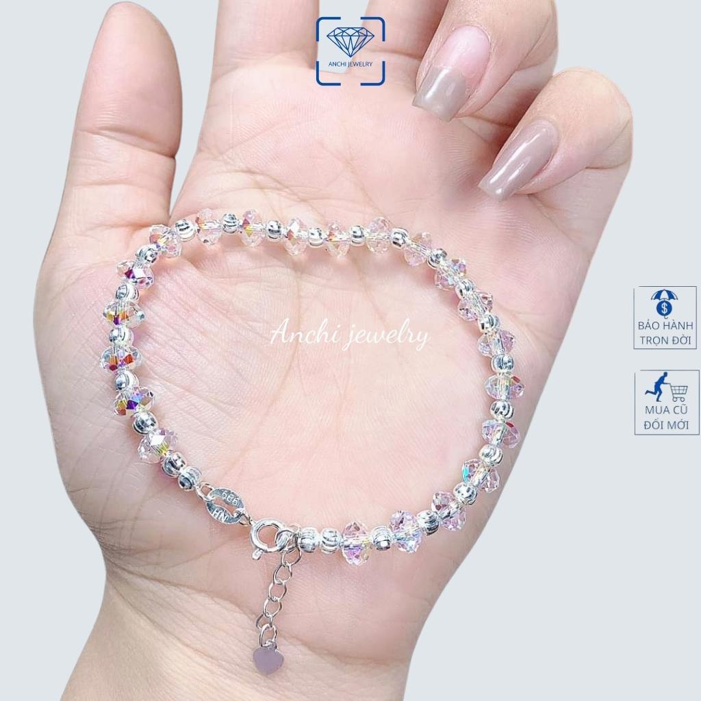 Vòng tay đá pha lê nữ bạc ý 925 cao cấp đeo cực cute - Anchi jewelry, quà tặng bạn gái