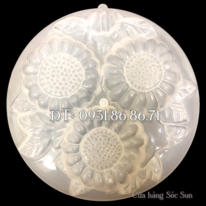 Khuôn rau câu sinh nhật, cưới hỏi 3 hoa cúc kèm lá loại 20 cm - Mã số 1195