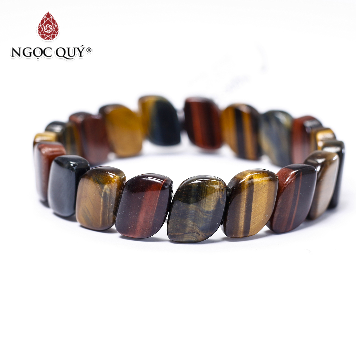 Vòng đá thạch anh mắt hổ tam tài bản 10.5x13.5mm - Ngọc Quý Gemstones