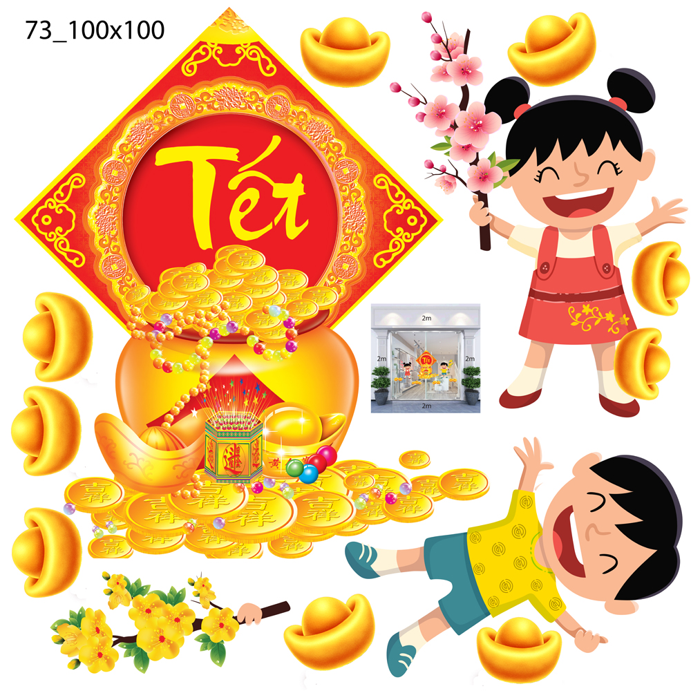 Decal trang trí tết xuân 2020 combo số 16