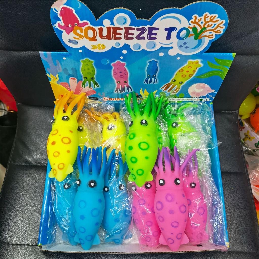 Squishy Mochi hình CON MỰC ỐNG mềm mịn dễ thương chân thực giảm stress co dãn đàn hồi ngộ nghĩnh bóp giải trí