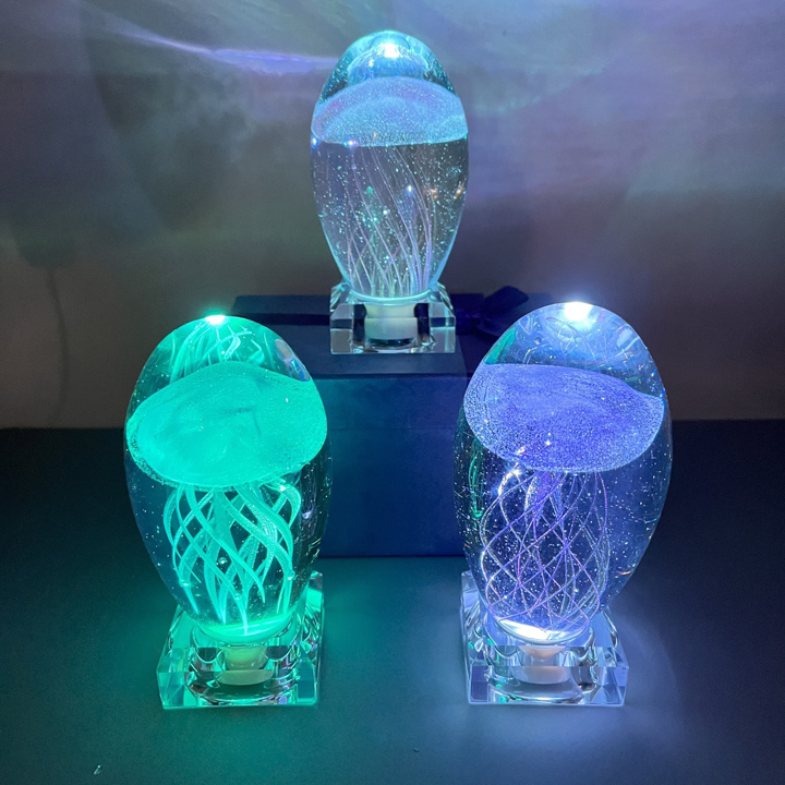 Quà tặng Pha lê thủy tinh hình con sứa biển có đèn led - T0355