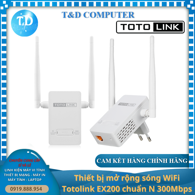 Thiết bị mở rộng sóng WiFi Totolink EX200 chuẩn N 300Mbps - Hàng chính hãng DGW phân phối