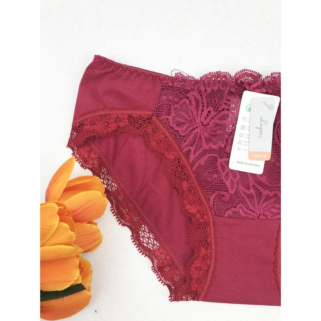 Quần Lót Nữ Cotton Phối Ren Cạp Vừa LUPERI SP728 Dáng Bikini Thiết Kế Không Lằn Mông Kháng Khuẩn Khử Mùi Tốt