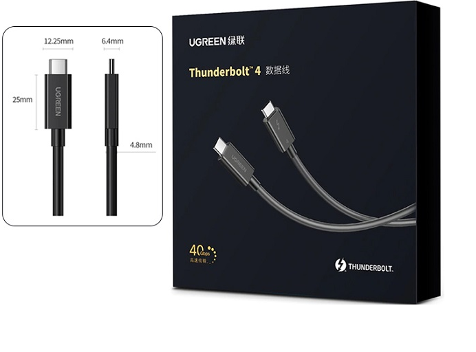 Cáp USB Type-C Thunderbolt 4 Dài 0.8M Hỗ Trợ 8K@60Hz Ugreen 30389 - Hàng Chính Hãng