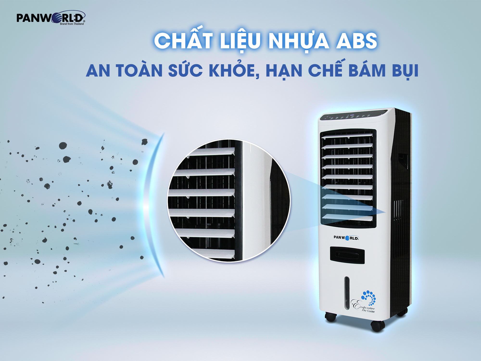 Máy quạt làm mát không khí bằng hơi nước PW-026 Thái Lan 170W bình nước 17 lít - Hàng chính hãng