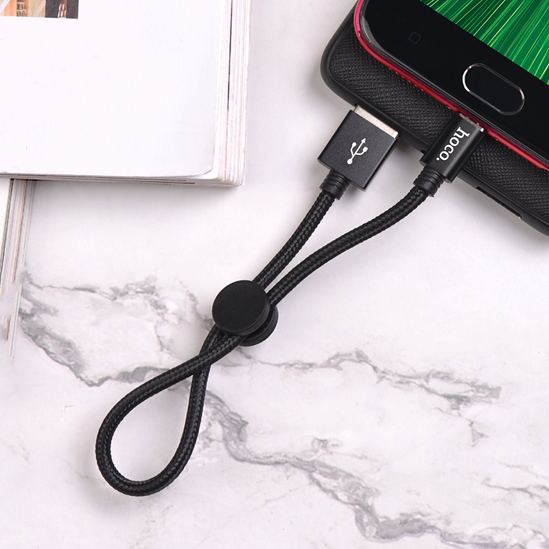 Cáp sạc ngắn bọc dù hoco x35 Micro usb dây dài 25cm 2.4a - dây sạc cho pin sạc dự phòng andorid cho samsung xiaomi ...vv giao mầu ngẫu nhiên - hàng chính hãng