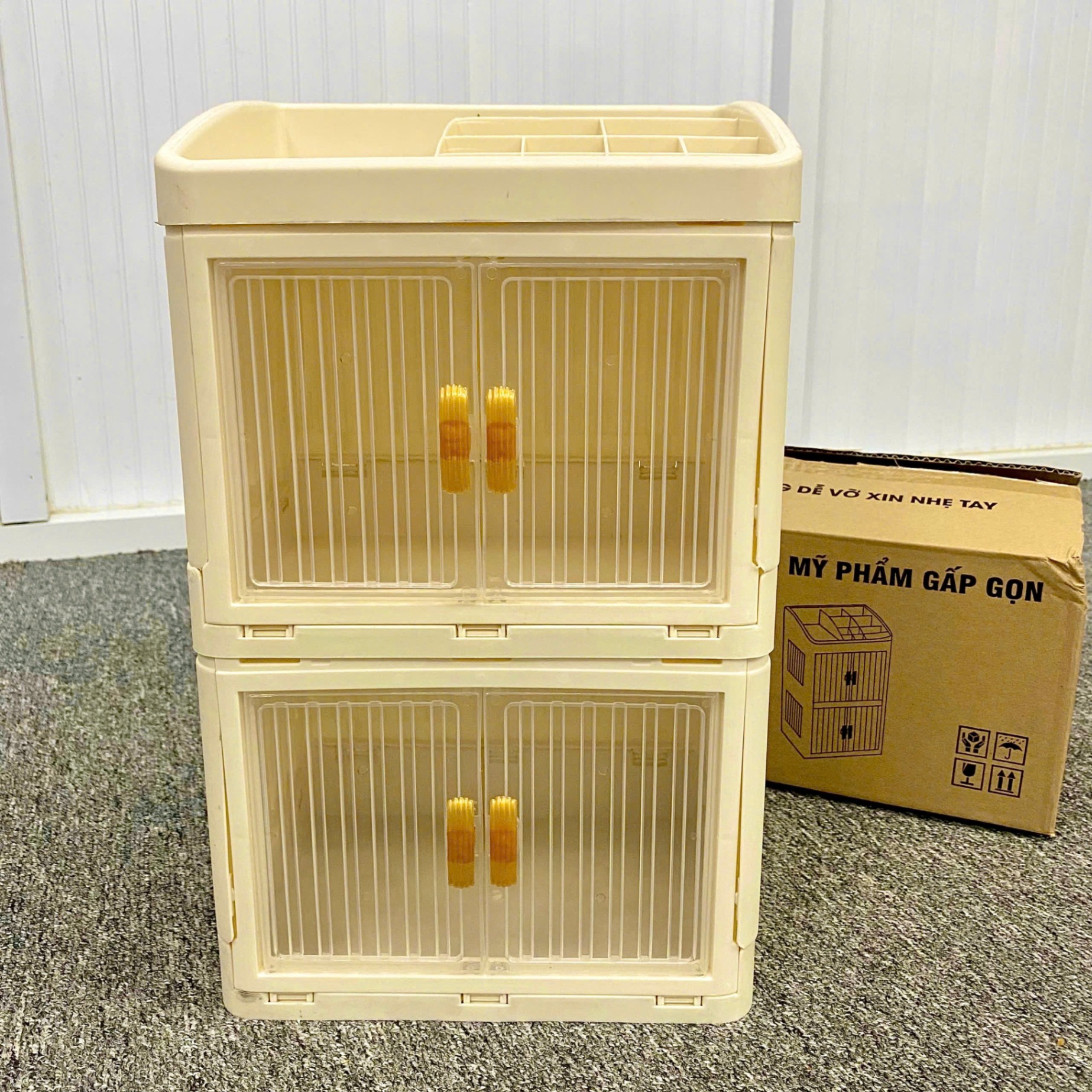 Tủ Mỹ Phẩm, Đồ Trang Điểm Gấp Gọn 2 Tầng Để Bàn Đa Năng