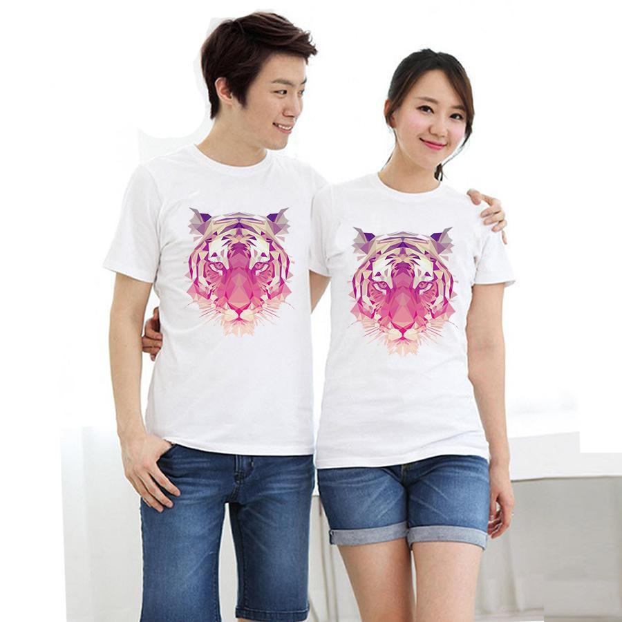 Áo thun cặp đôi in hình mặt sư tử form rộng phong cách hàn quốc