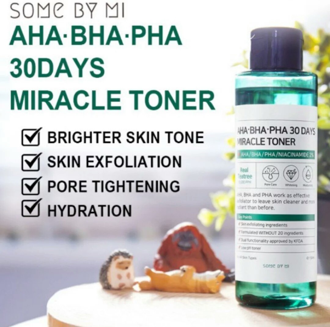 Combo Toner + Kem ngăn ngừa mụn Some By Mi AHA-BHA-PHA 30 Days Miracle Toner Cream