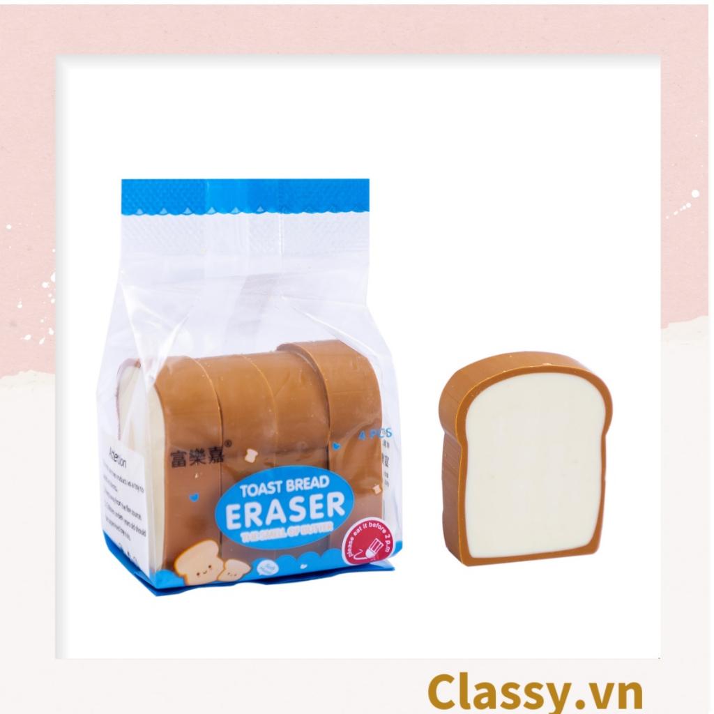 4 cục Gôm tẩy Classy hình bánh mì sandwich giúp tẩy sạch vết bút chì, không gây rách giấy PK1204