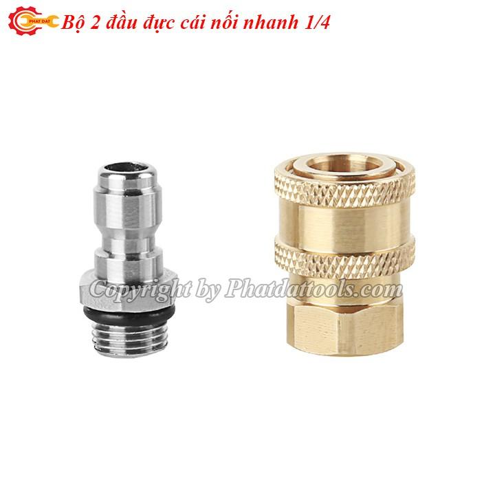 Đầu đực,cái nối nhanh 1 phần 4,ren 14mm-Phụ kiện máy xịt rửa xe-Kết nối nhanh súng rửa xe với bình bọt tuyết,đầu béc rửa