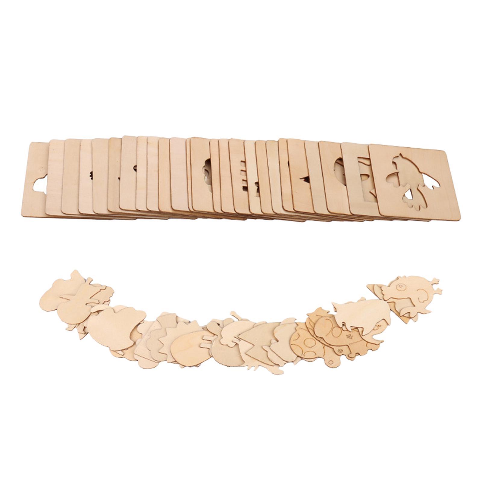 Puzzle Arts Crafts Set Kids Wooden Drawing Stencils Kit DIY Wall Painting Template Tools Creative Art Painting Template for kitchen Boys