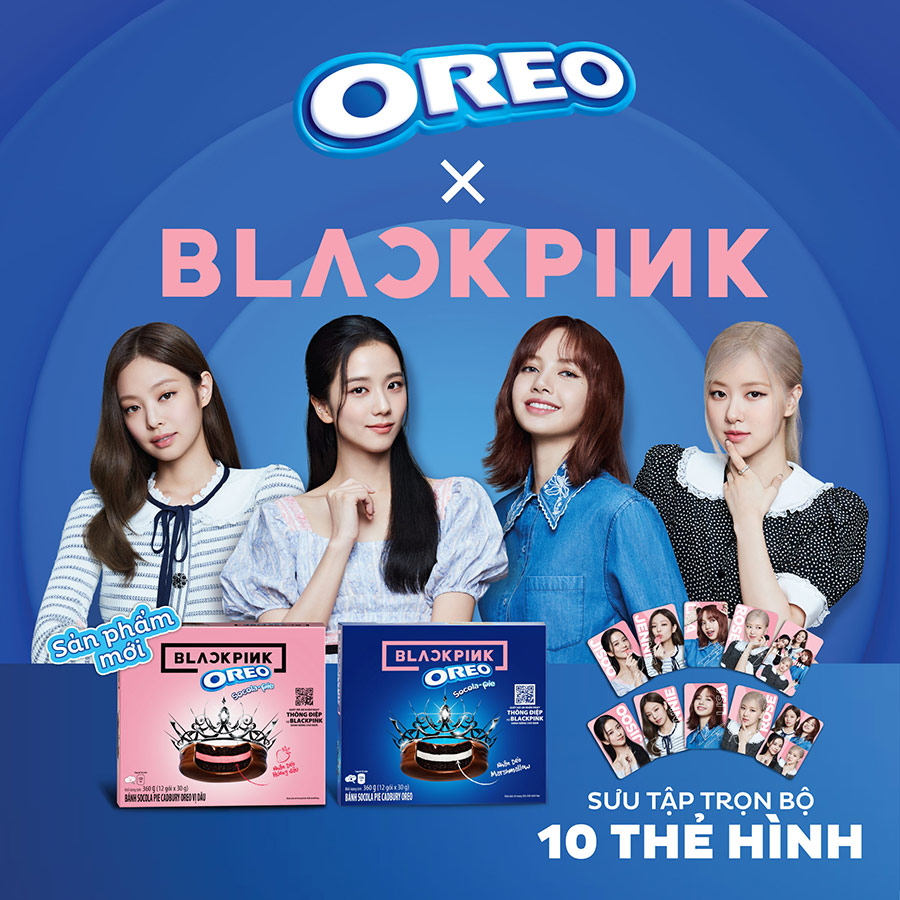 [Limited Edition] Combo 2 hộp Bánh OREO Pie BLACKPINK vị Dâu 2x360g (Tặng kèm 4 thẻ hình BLACKPINK)