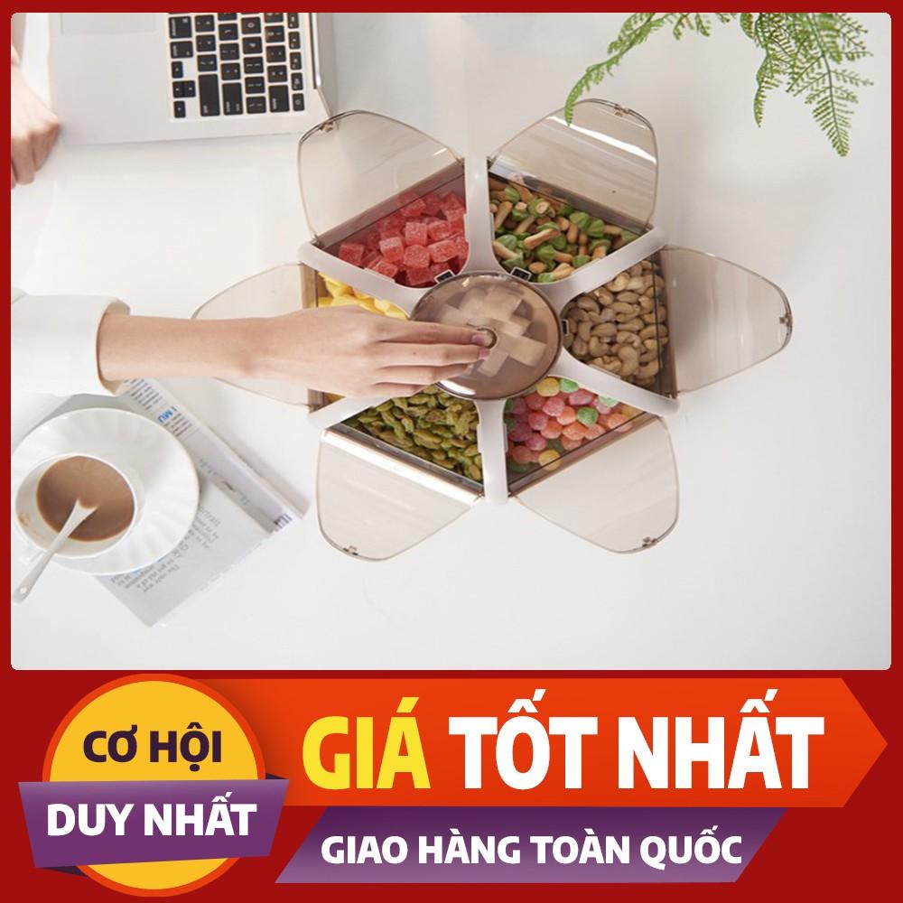 Khay đựng mứt tết, bánh kẹo tết 6 cánh tự bung