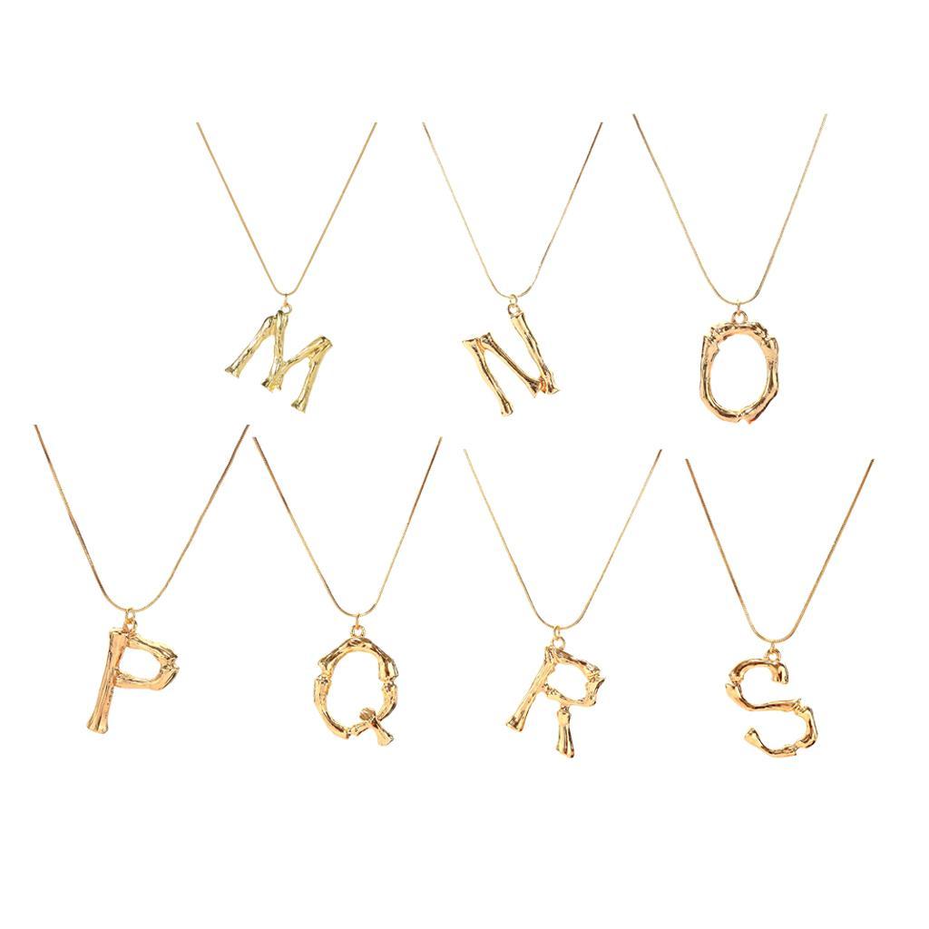 Gold Alphabet M-S Letter Pendant Necklace Snake Chain Necklace