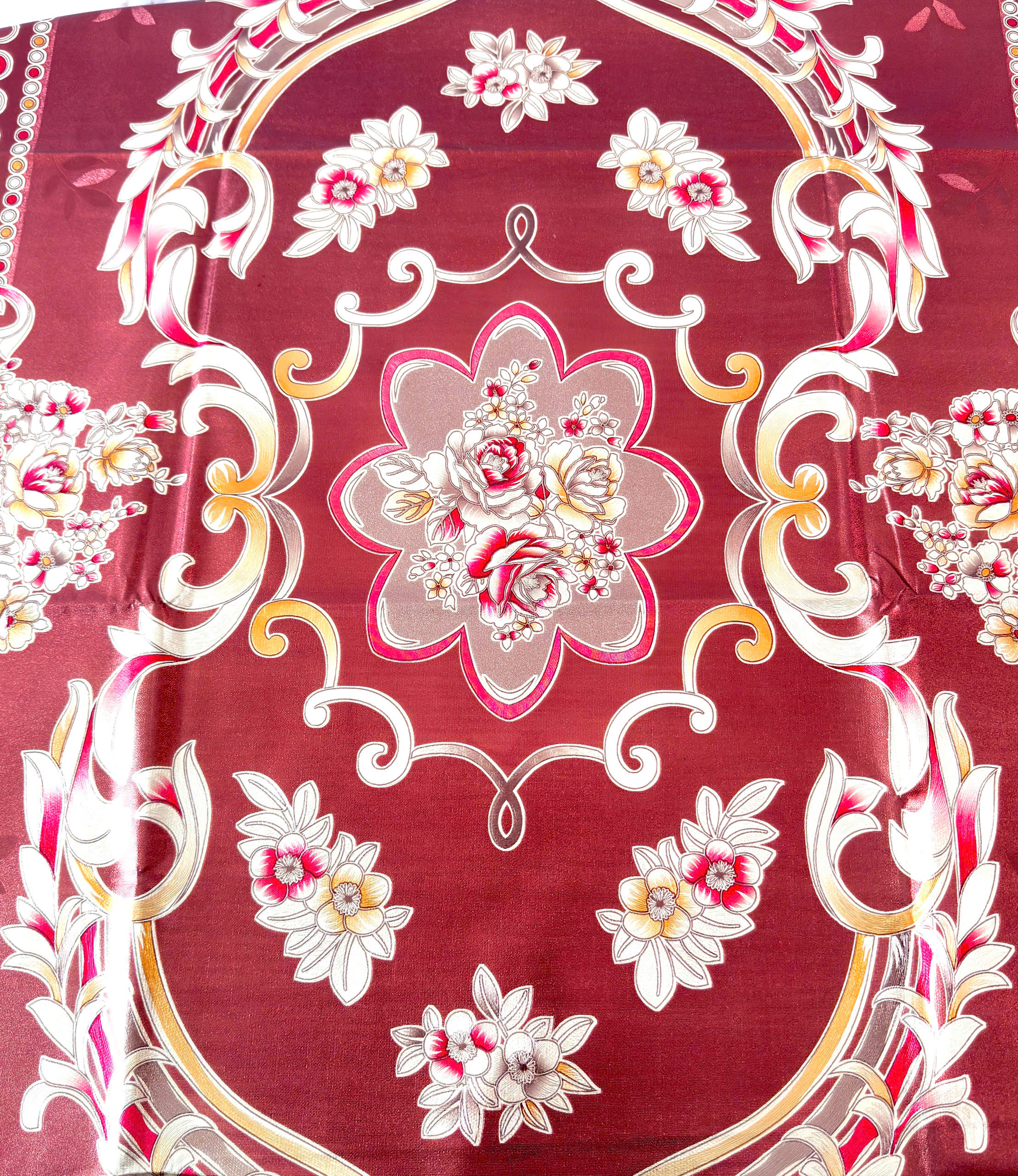 Khăn trải bàn PVC W751 in nổi hoa văn sang trọng, không thấm nước