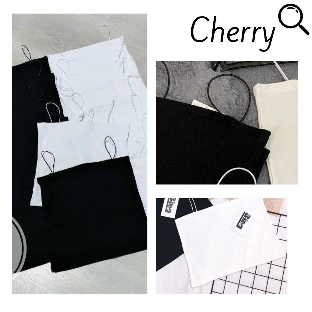 Áo hai dây nữ bản to croptop dây bún dáng ôm CHERRY áo 2 dây ngang ngực cotton thun ống ôm body V054