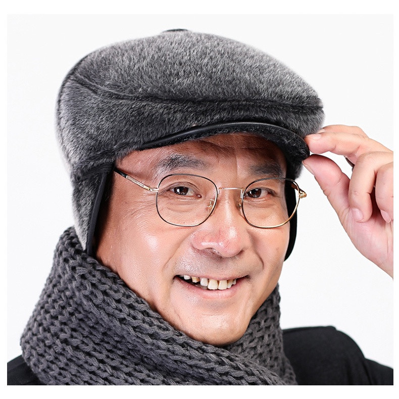 Mũ len cho người trung niên , người già , có che tai chất vải nỉ 2 lớp dày cao cấp giữ ấm mùa đông rất tiện lợi