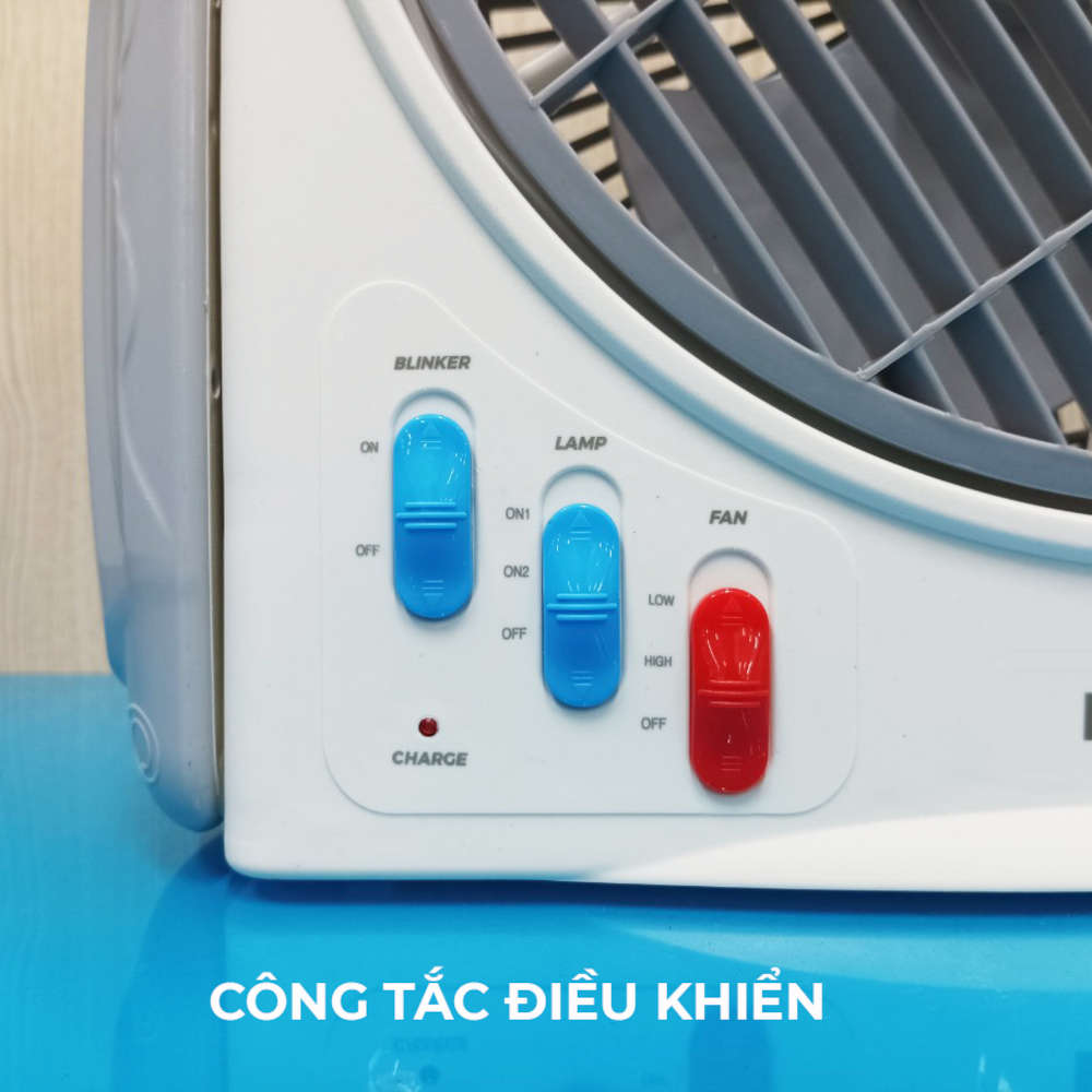 Quạt tích điện DN-3221 cánh 12inch, ắc quy khô 2 bình, có đèn led, chuyển đổi AC/DC dễ dàng