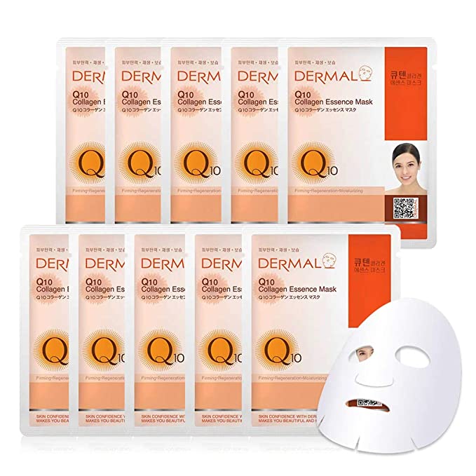 Mặt Nạ Dermal Tinh Chất Q10 Ngăn Ngừa Lão Hóa Da Q10 Collagen Essence Mask 23g - 10 Miếng