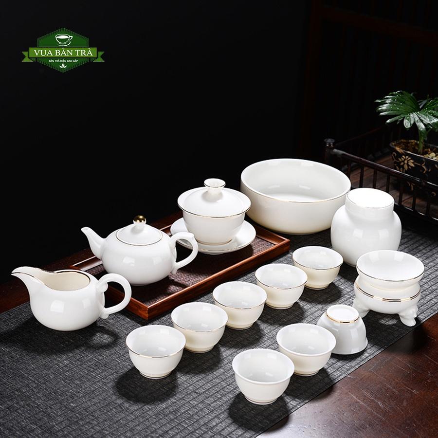 Bộ Ấm Chén Uống Trà Gốm Sứ Bạch Định Thấu Quang Cao Cấp