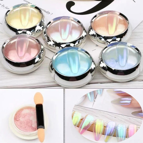 Set Bột Tráng Gương Nail 6 Màu Ánh Trai Trang Trí Móng Óng Ánh