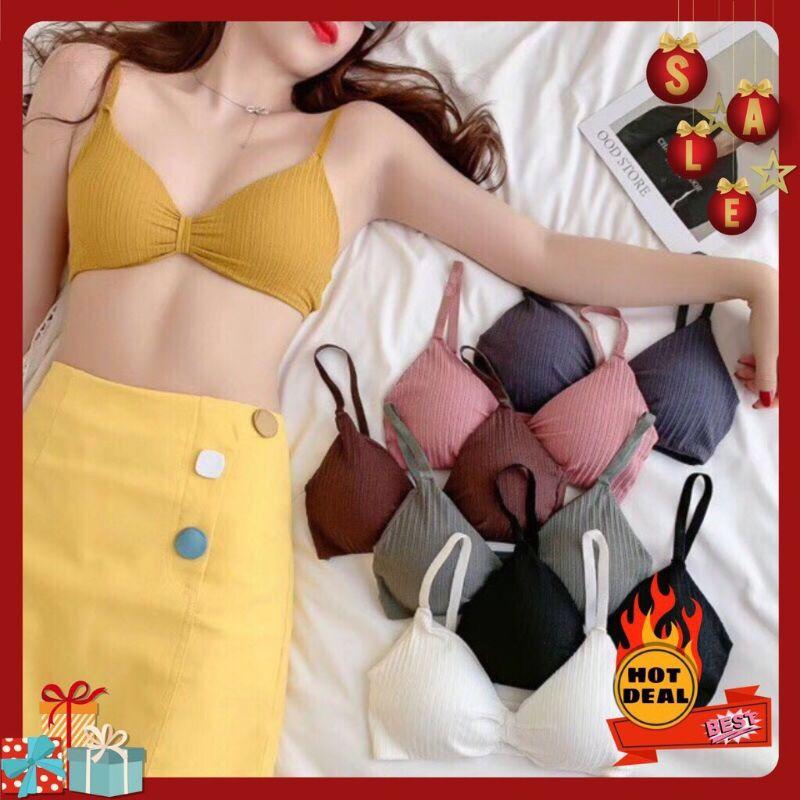 ÁO BRA COTTON NƠ ĐIỆU SANG CHẢNH ĐỆM DÀY KHÔNG GỌNG