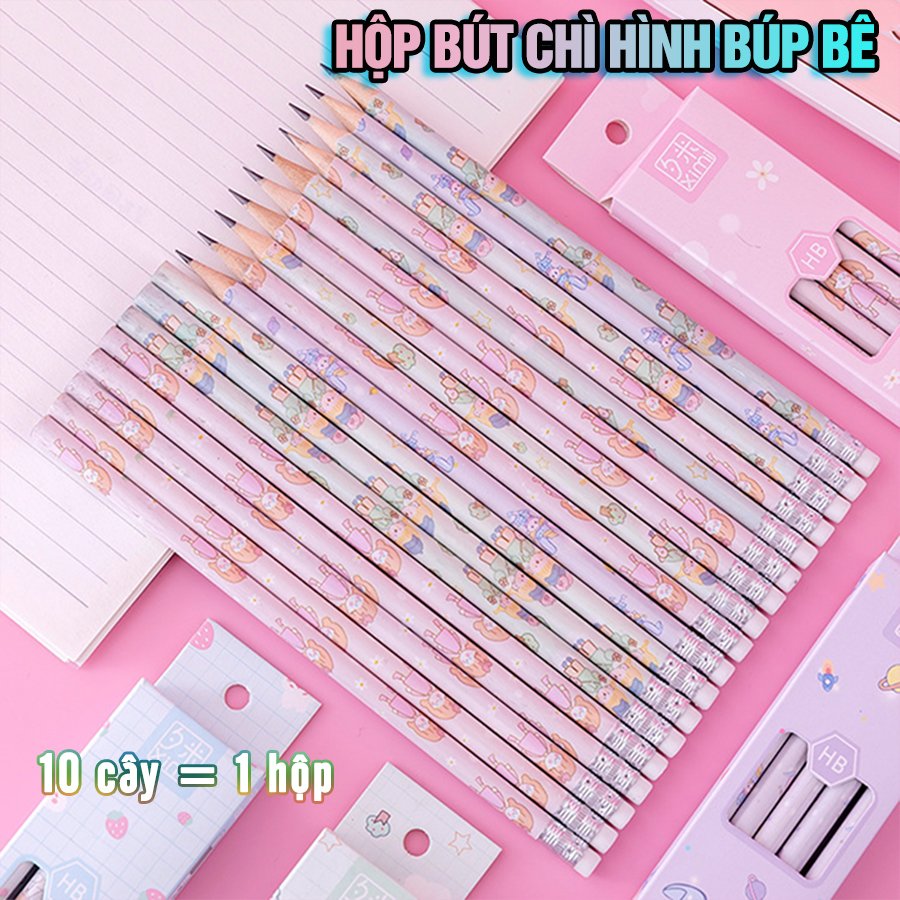 Hộp 10 bút chì chuốt hình Búp bê - nhiều mẫu