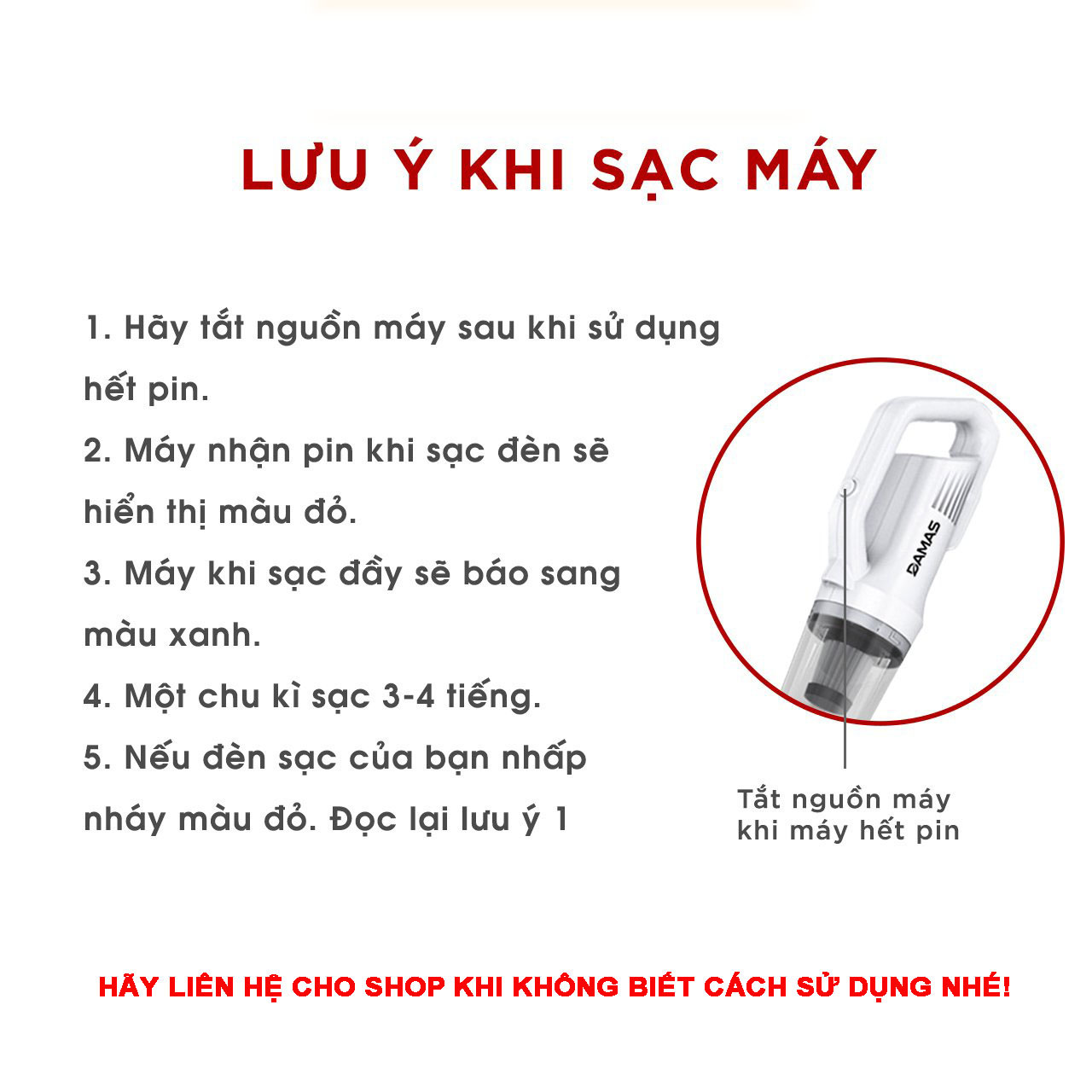 Máy Hút Bụi Cầm Tay Không Dây Sạc Pin Đa Năng Damas D610W - Hàng Nhập Khẩu