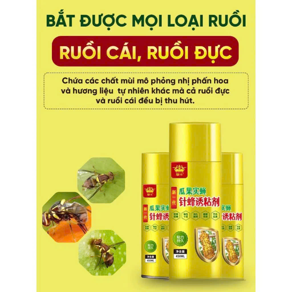 Chai Keo Xịt Bẫy Ruồi Vàng Đài Loan260ml – Bắt Ruồi Đực, Cái Hiệu Quả, Bám Dính Chắc, Tác Dụng Lâu Tới 60 Ngày - HÀNG CHÍNH HÃNG MINIIN