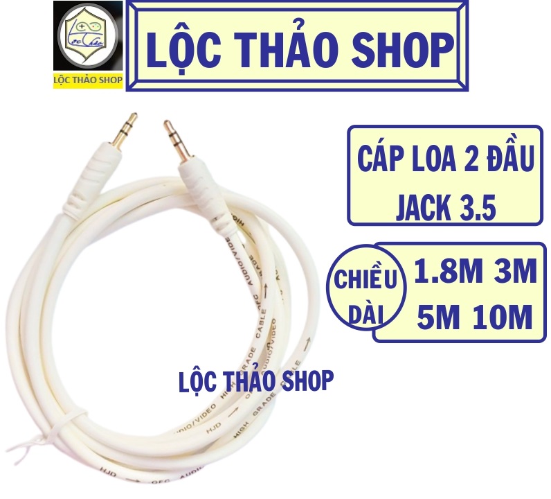 Dây cáp loa 2 đầu jack 3.5 dài 1.8M 3M 5M 10M
