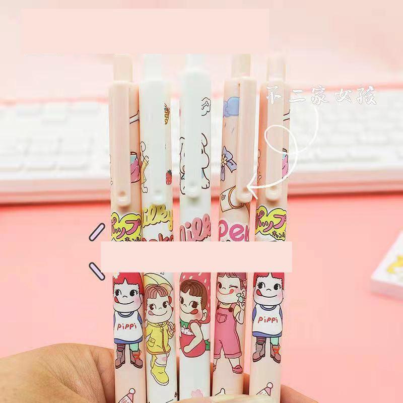 Set 3 cây bút gel đầu bấm 0.5mm vỏ Milky mực đen dùng để ghi chép học tập