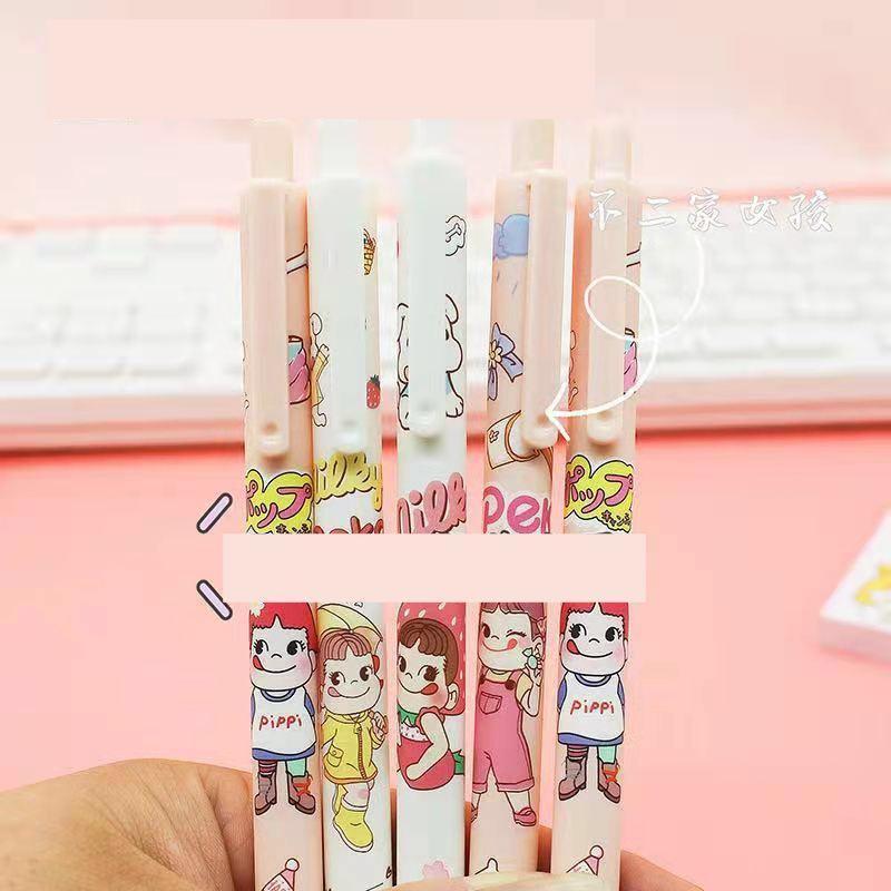 Set 3 cây bút gel đầu bấm 0.5mm vỏ Milky mực đen dùng để ghi chép học tập