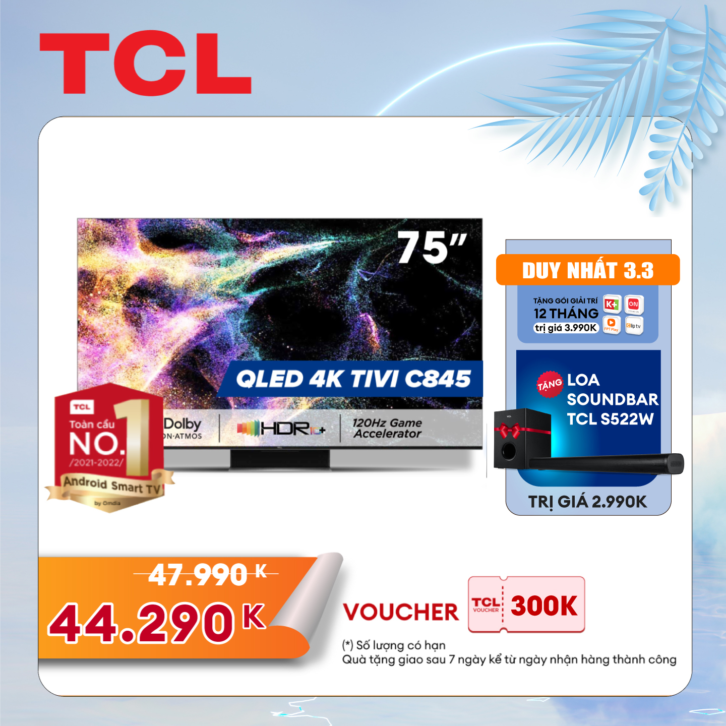 TCL Mini LED All-Round TV - Tivi 75 inch - TCL 75C845 - Google TV - Hàng chính hãng