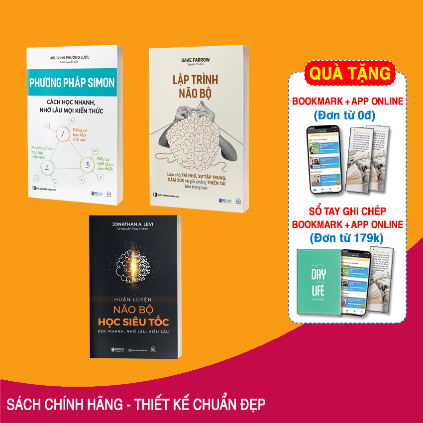 Combo 3 Cuốn Học Siêu Tốc: Lập Trình Não Bộ: Làm Chủ Trí Nhớ, Sự Tập Trung, Cảm Xúc Và Giải Phóng Thiên Tài Bên Trong Bạn, Huấn Luyện Não Bộ Học Siêu Tốc: Đọc Nhanh, Nhớ Lâu, Hiểu Sâu Và Phương Pháp Simon: Cách Học Nhanh, Nhớ Lâu Mọi Kiến Thức