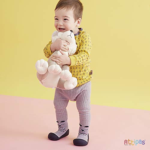 Attipas Cutie Gray AT002 - Giày tập đi cho bé trai /bé gái từ 3 - 24 tháng nhập Hàn Quốc: đế mềm, êm chân &amp; chống trượt