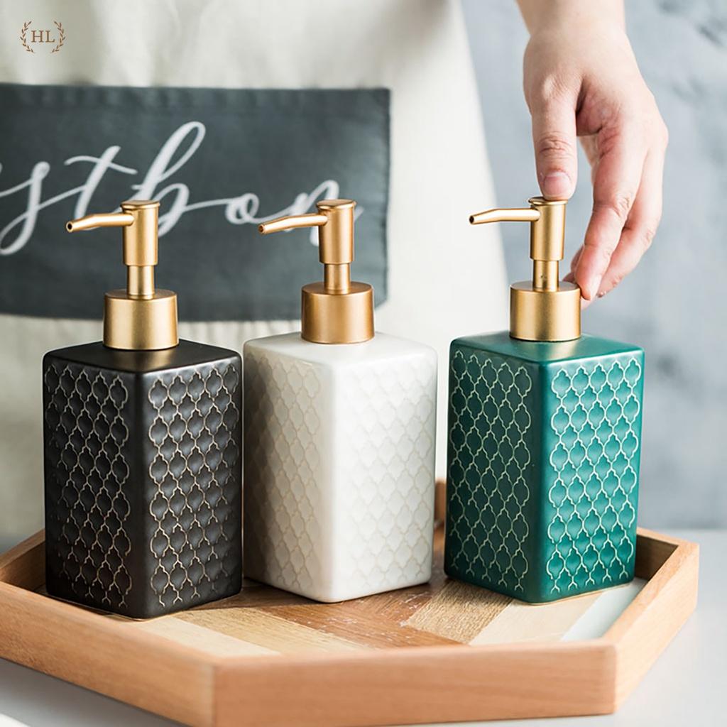 Chai sứ đựng nước rửa tay, sữa tắm, dầu gội, nước sát khuẩn cao cấp phong cách Indochine chất liệu sứ Bắc Âu