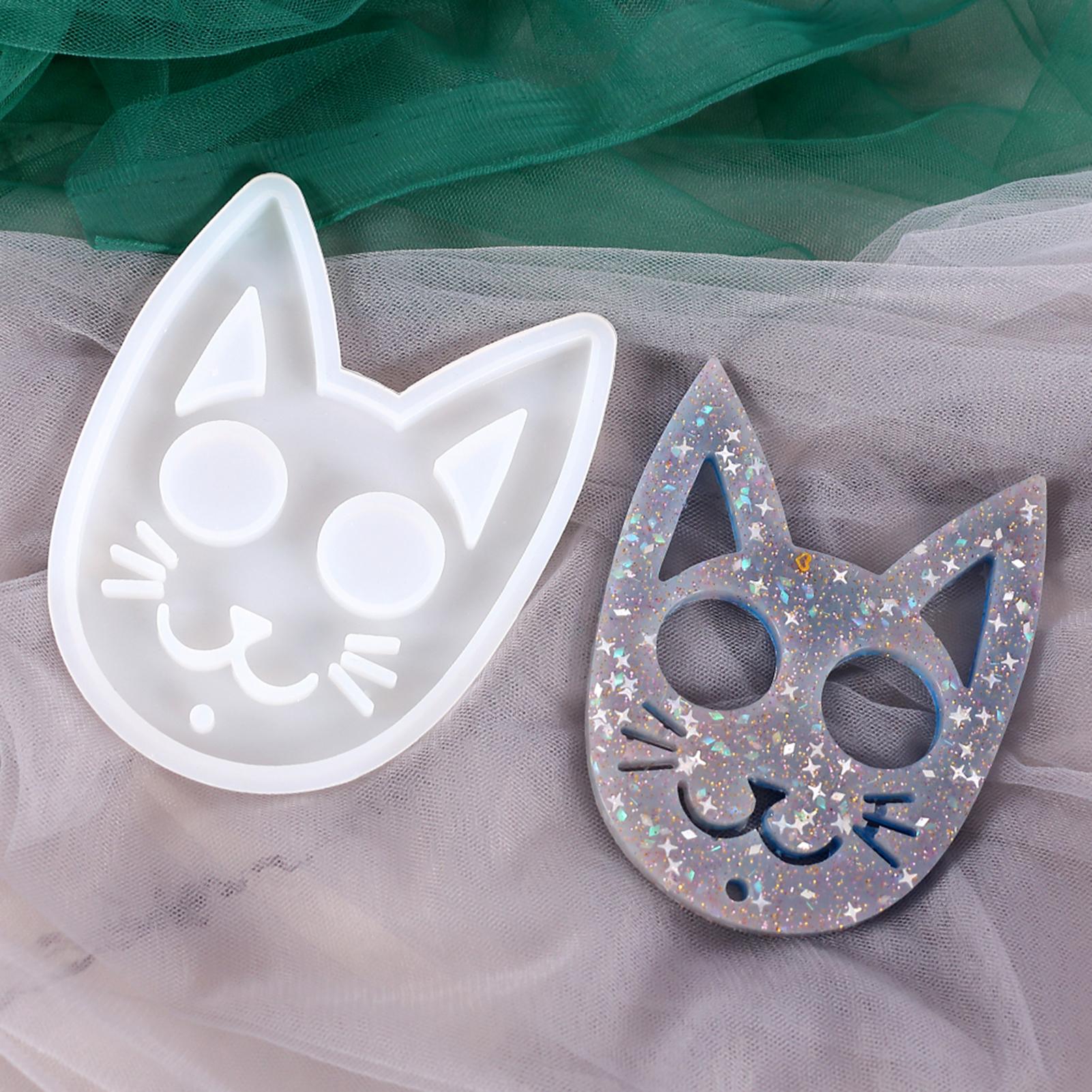 Khuôn đúc móc khóa silicone hình mèo kim tuyến dễ thương DIY thủ công