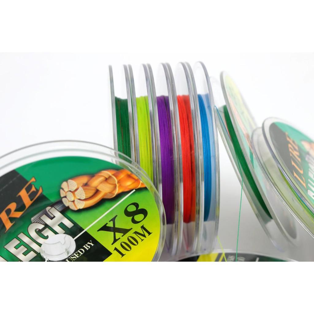 Dây dù câu cá Lure Raleigh X8 dài 100m - Dây dù PE 7 màu Raleigh X8 Siêu Bền hàng chất lượng Nhật Bản