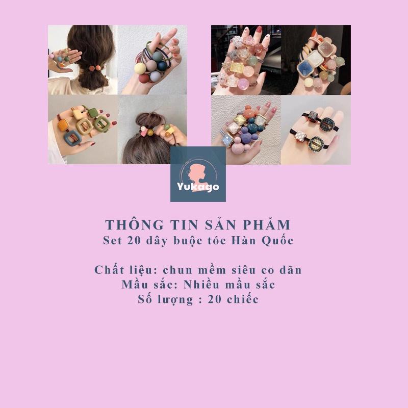 Set 20 chun dây buộc tóc túi nhựa Hàn Quốc mix nhiều hình đáng yêu YUKAGO PVN17493